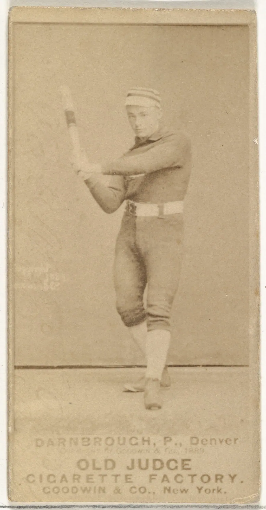 William Darnbrough, Pitcher, Denver, from the Old Judge series (N172) for Old Judge Cigarettes by Goodwin & Company