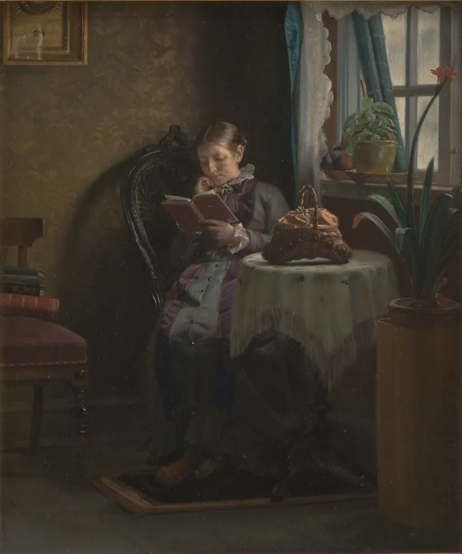 Anna Ancher læsende by Michael Ancher