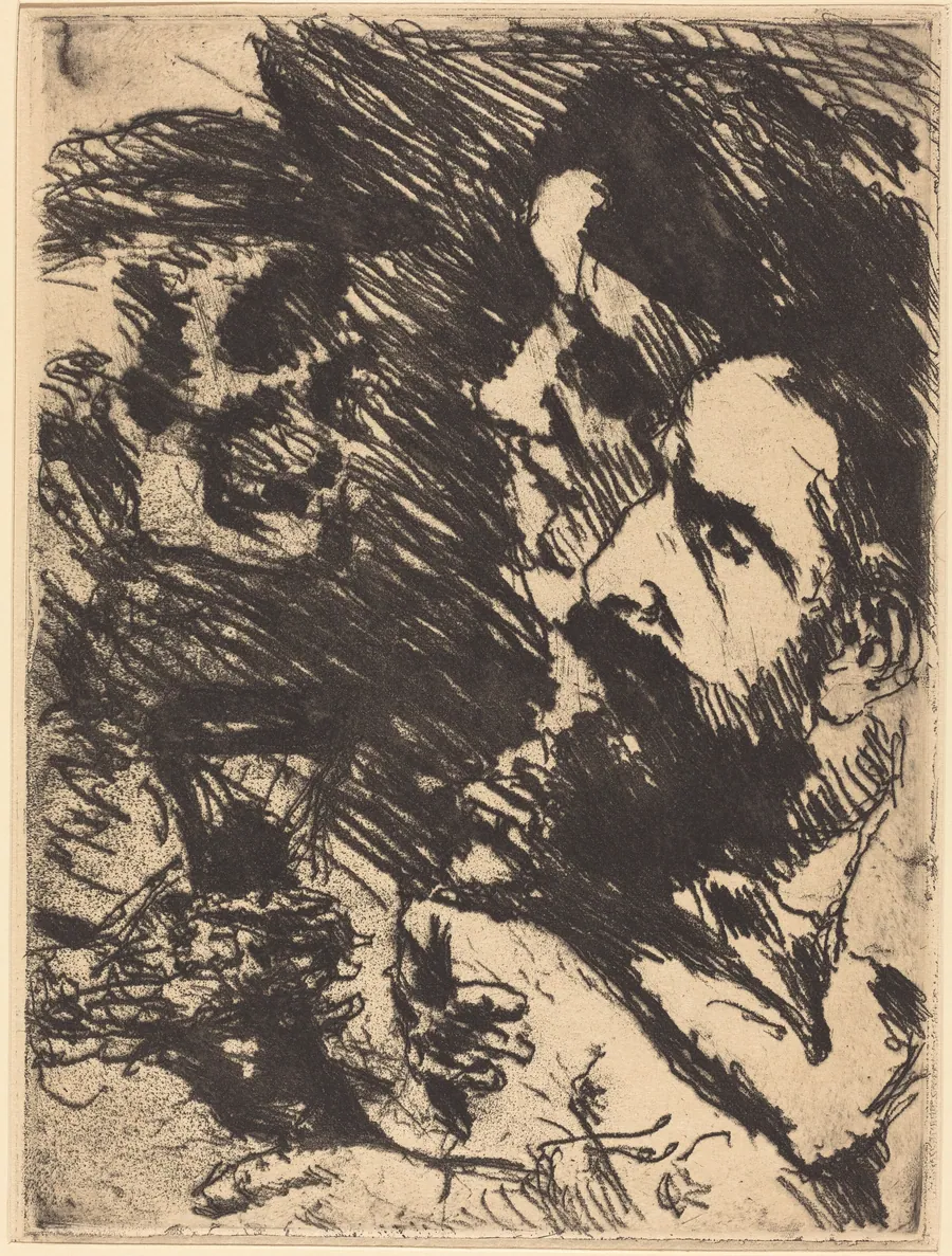 Death Visits the Strucks (Death and the Couple) (Tod bei Strucks [Tod und Paar]) from Dance of Death (Totentanz) by Lovis Corinth