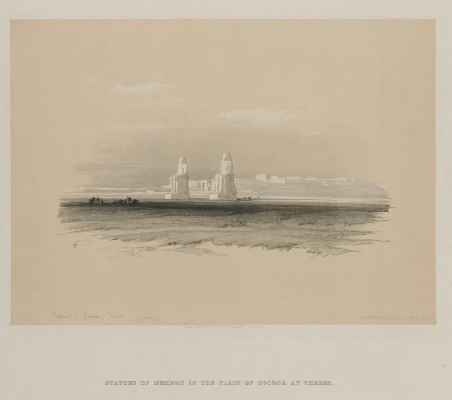 Egypt and Nubia, Volume I: Statues of Memnon, Thebes by Louis Haghe
