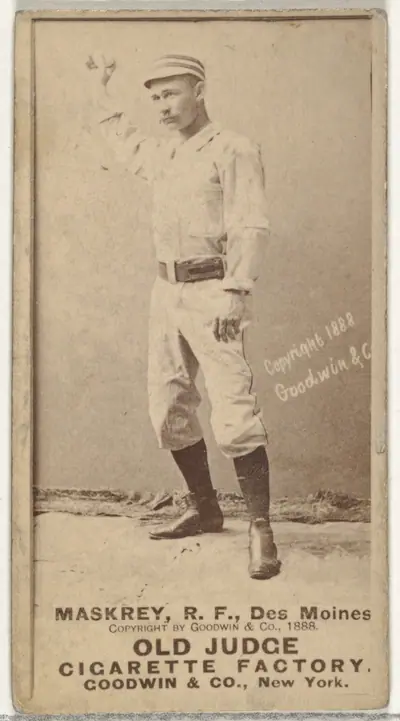 Samuel Leech Maskrey, Right Field, Des Moines Prohibitionists, from the Old Judge series (N172) for Old Judge Cigarettes
