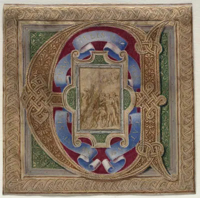 Historiated Initial (E) Excised from the Colonna Missal: The Martyrdom of Saint Stephen