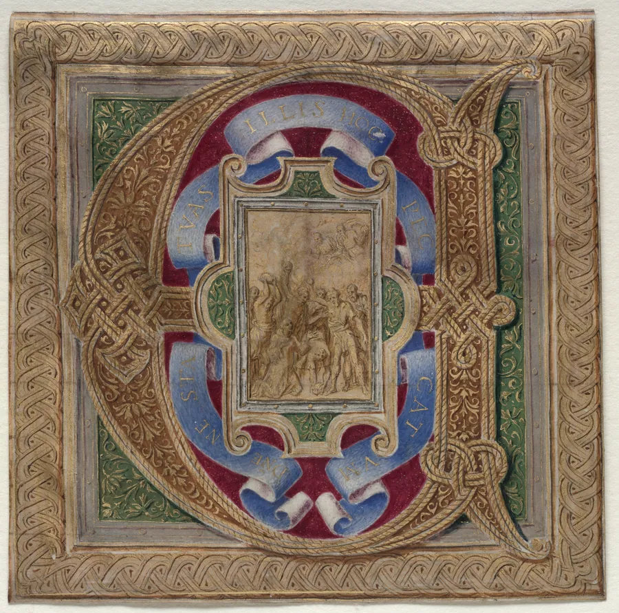 Historiated Initial (E) Excised from the Colonna Missal: The Martyrdom of Saint Stephen by Apollonio de' Bonfratelli