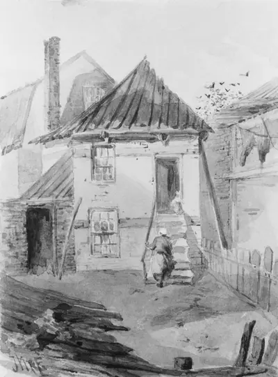 Barracks at Fort Pitt (from Cropsey Album)