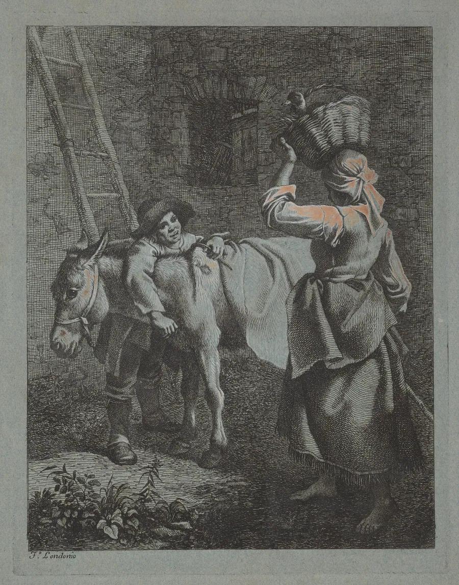 Shepherd Speaking to a Peasant Woman by Francesco Londonio