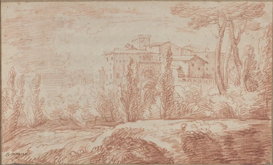 An Italian Walled Town Seen through Trees by François Le Moyne