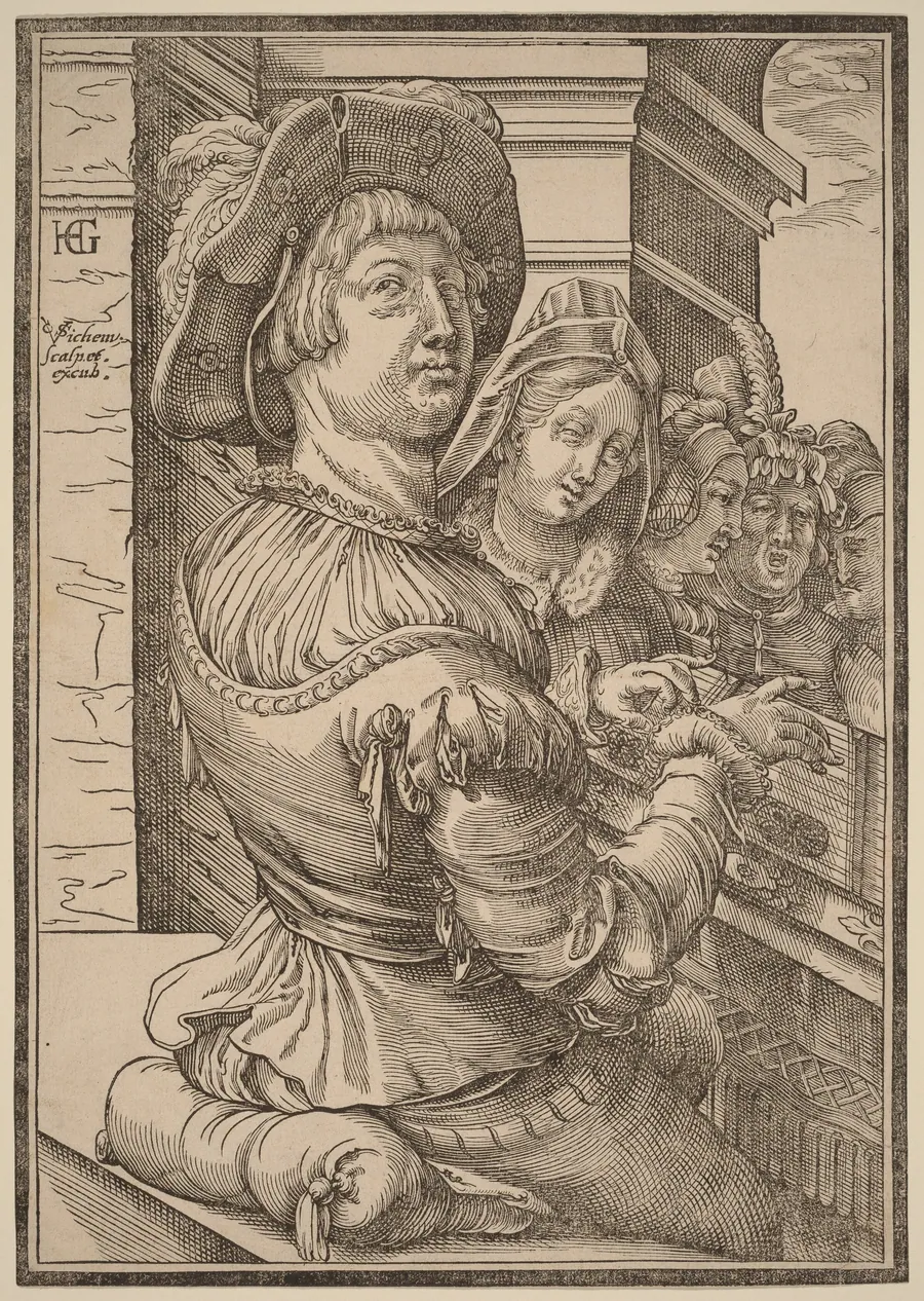 A Young Man Playing a Psalterium by Christoffel van Sichem I
