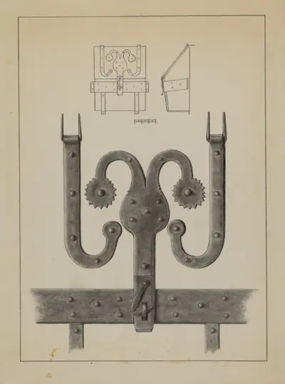 Hinges and Hasp on a Conestoga Wagon Tool Box