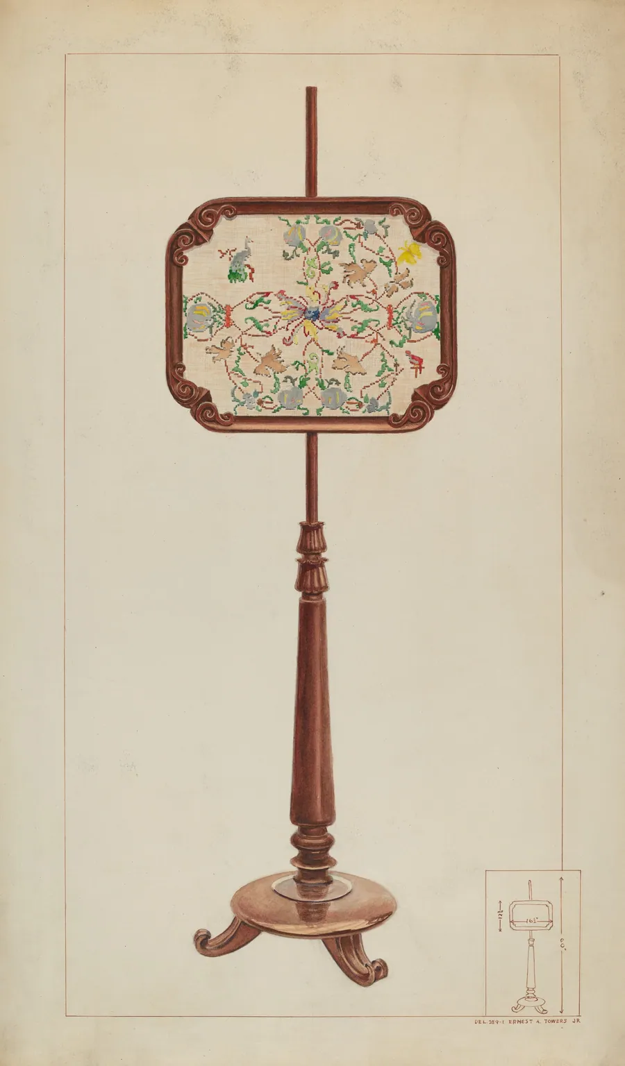 Petit Point Fire Screen by Ernest A. Towers, Jr.