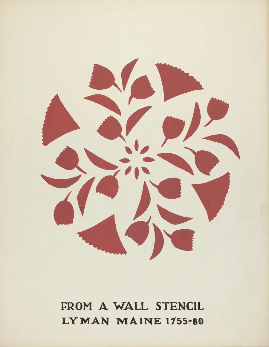 Design from Lyman, Maine 1755-1780: From Proposed Portfolio "Maine Wall Stencils" by Mildred E. Bent