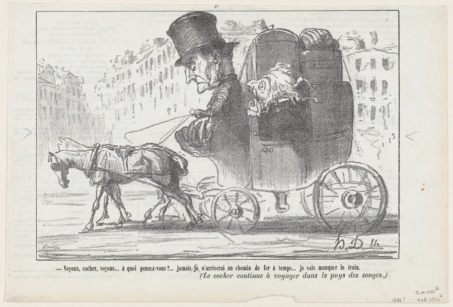 Driver.... driver!.... what are you thinking?, from 'The coachmen of Paris,' published in Le Journal Amusant by Honoré Daumier