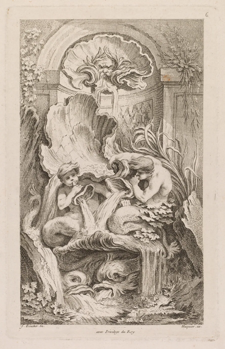 No. 6: Fountain with Two Tritons Blowing Conch Shells by Gabriel Huquier