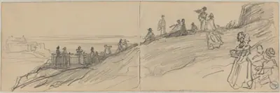 Figures on Top of a Hill, Overlooking the Sea