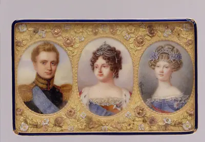 Snuffbox with portraits of Empress Maria Feodorovna, her Son Grand Duke Michael Pavlovich, and her daughter-in-law Elena Pavlovna