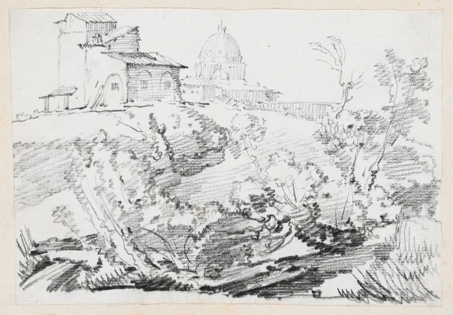 A Building on a Hill with Saint Peter's in the Distance by Joseph-Marie Vien