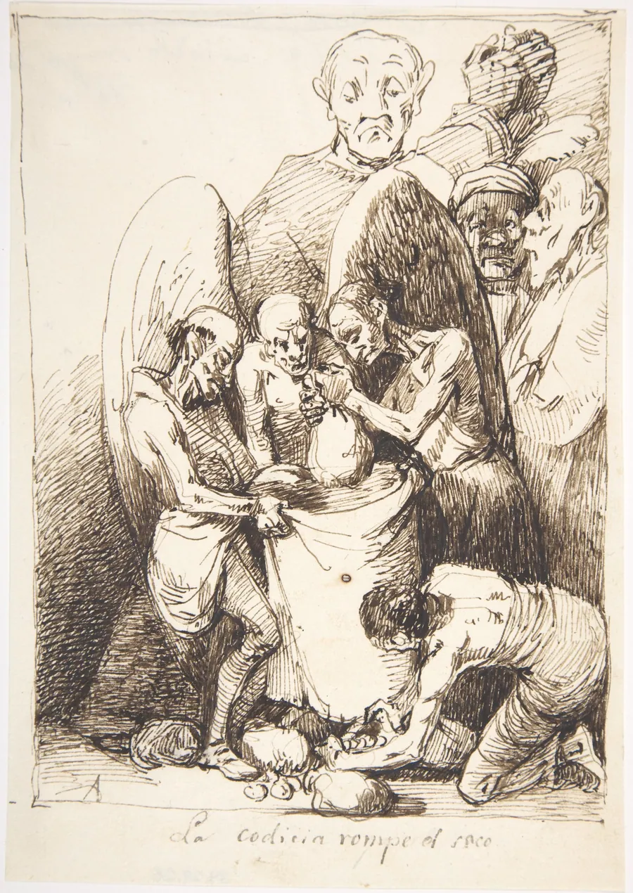 Greed Breaks the Bag ("La codicia rompe el saco") by Leonardo Alenza y Nieto