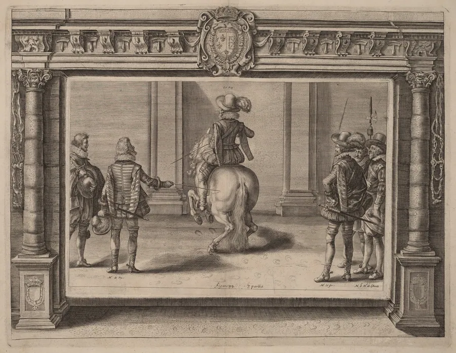 Louis XIII on Horseback, Receiving Instruction by Crispijn van de Passe II