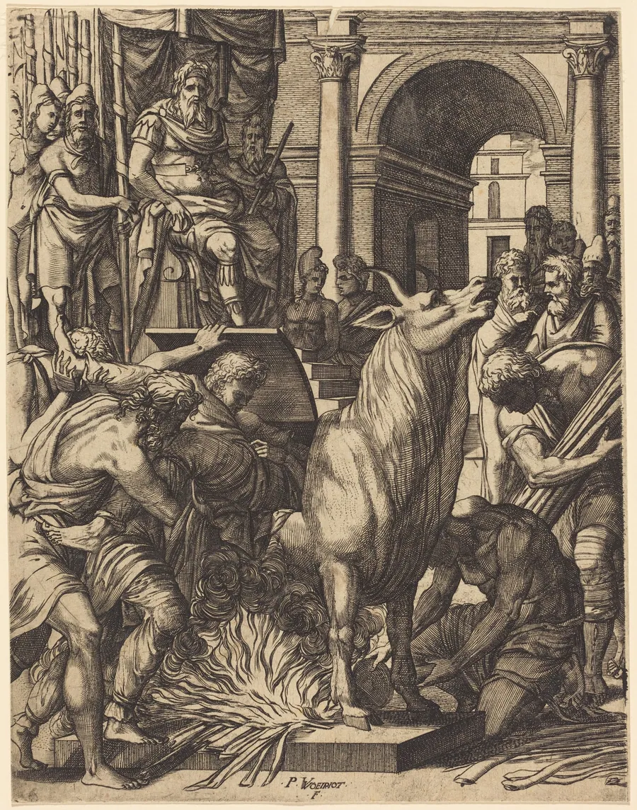 The Brazen Bull of Phalarus by Pierre II Woeiriot de Bouzey