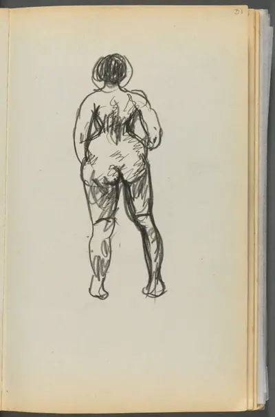 Sketchbook- The Granite Shore Hotel, Rockport, page 031: Female Nude seen from the back