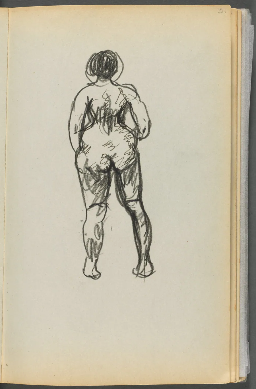 Sketchbook- The Granite Shore Hotel, Rockport, page 031: Female Nude seen from the back by Maurice Prendergast