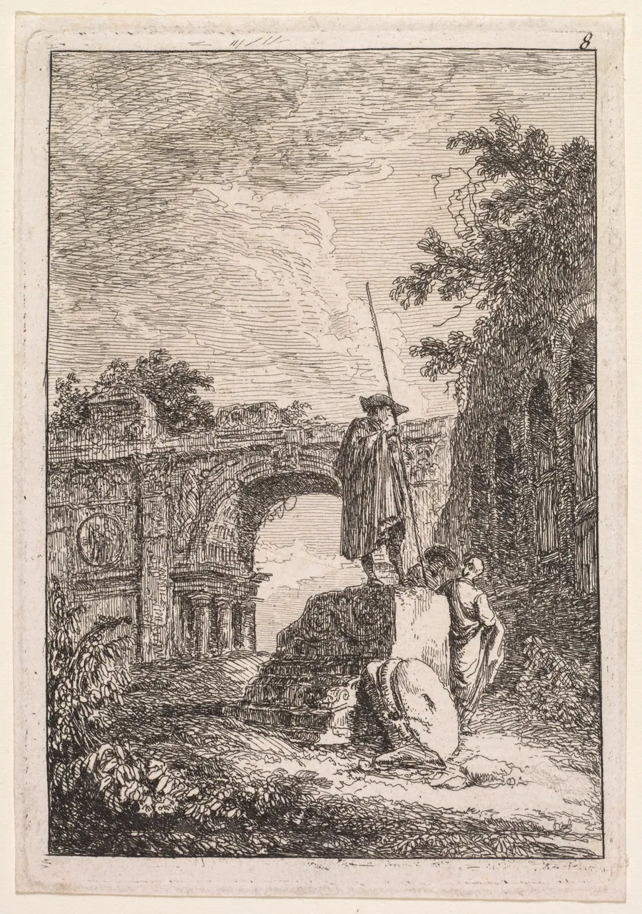 Les Soirées de Rome:  L'Arc de triomphe by Hubert Robert