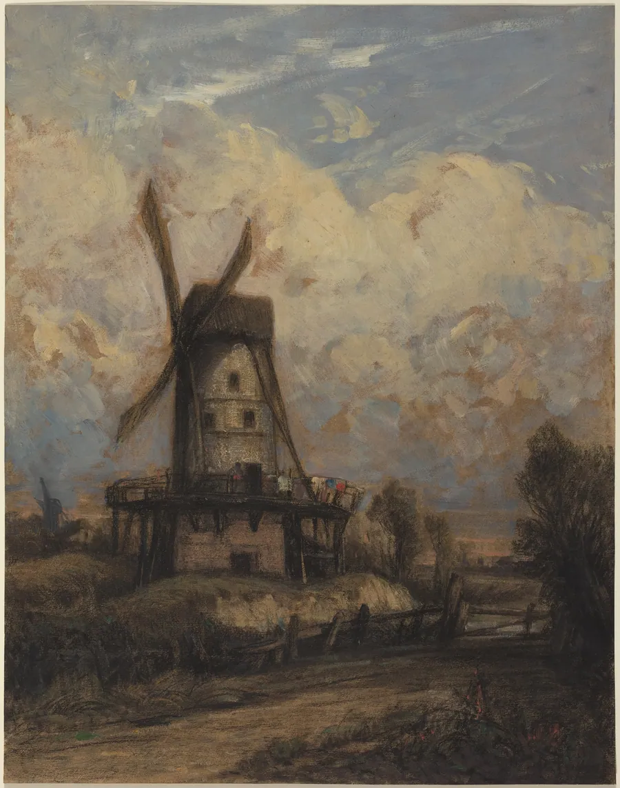 A Windmill against a Cloudy Sky by Constant Troyon