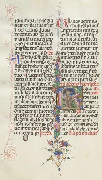 Missale: Fol. 387v: Death represented as a Skeleton with a Sickle