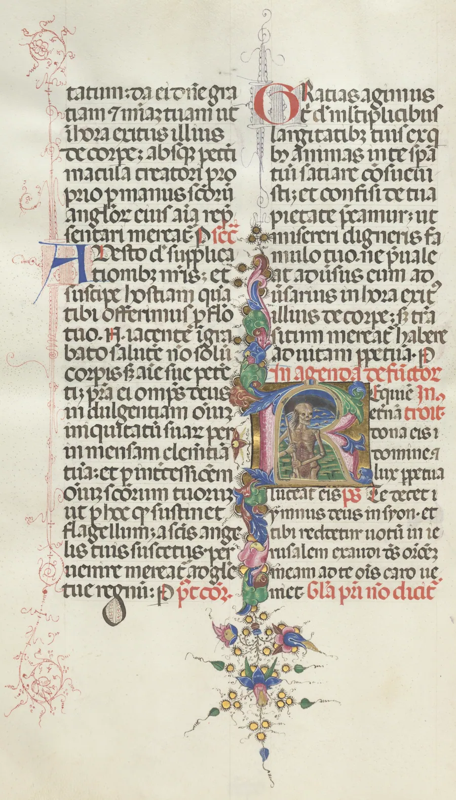Missale: Fol. 387v: Death represented as a Skeleton with a Sickle by Giapeco Caporali
