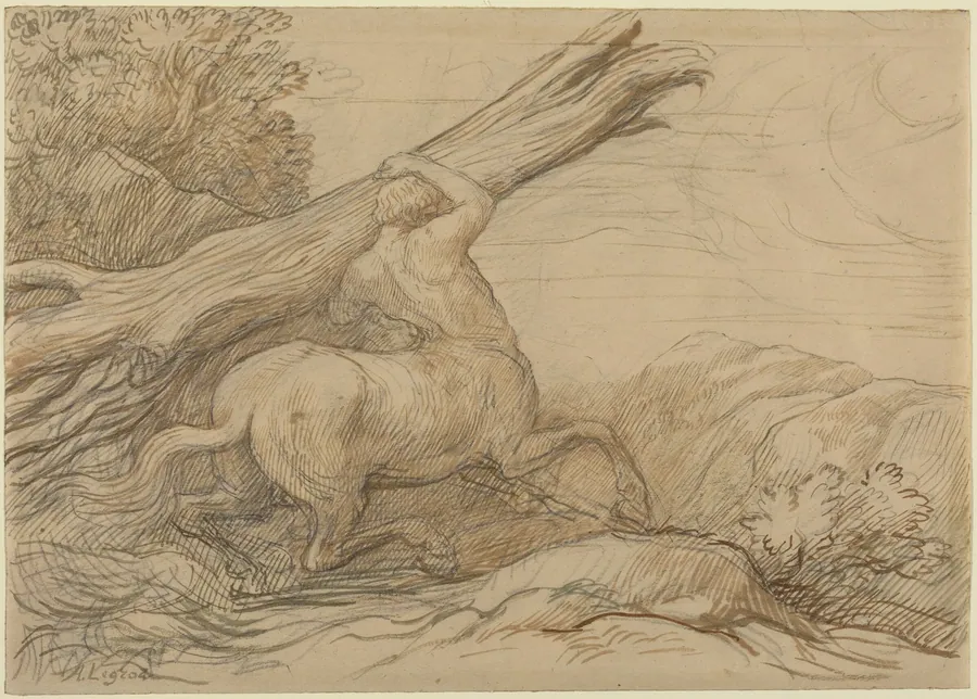 Centaur Carrying a Tree Trunk by Alphonse Legros