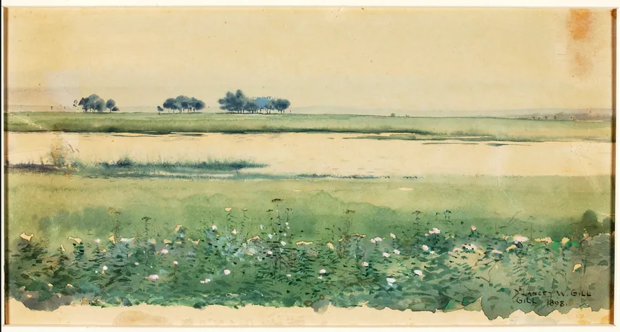 (Landscape with Marshes) by De Lancey Gill, born Chester, SC 1859-died Alexandria, VA 1940
