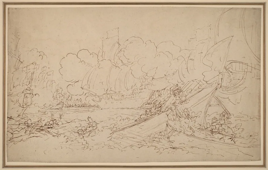 Study for The Battle of La Hogue [recto] by Benjamin West