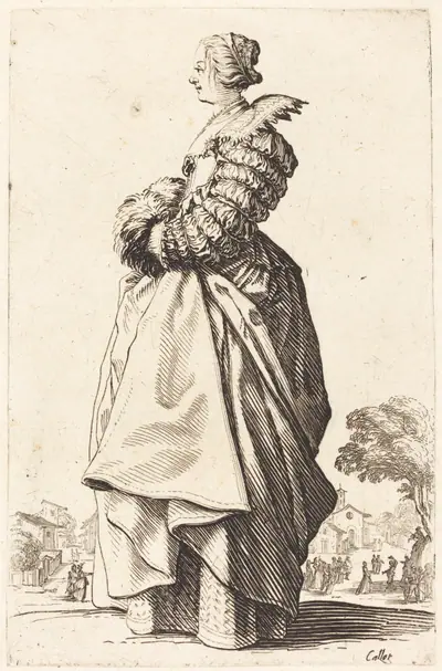 Noble Woman in Profile with her Hands in a Muff