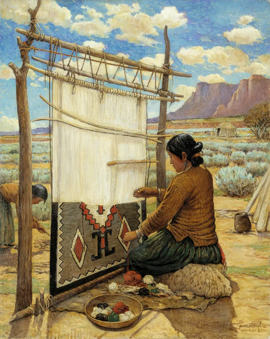 Navajo Weaver by Carl Moon, born Wilmington, OH 1879-died San Francisco, CA 1948