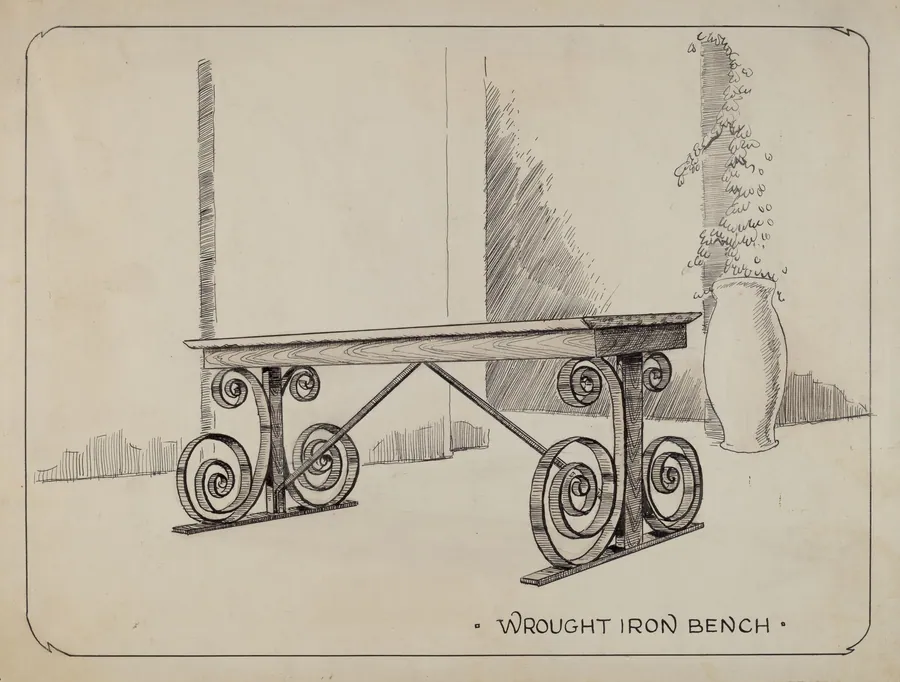 Wrought Iron Garden Bench by Al Curry