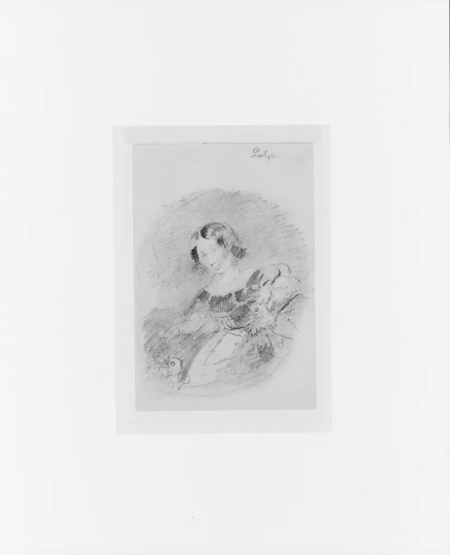 Girl with Rabbit (from McGuire Scrapbook) by Emanuel Leutze