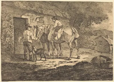 Horses at Cottage Door