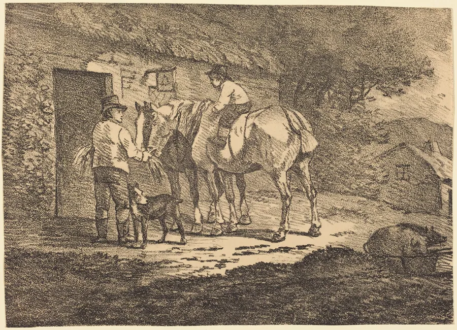 Horses at Cottage Door by Conrad Gessner