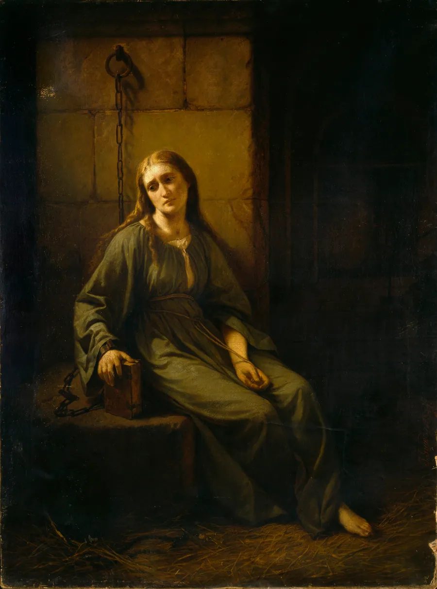 Marguerite in Prison by Johann Grund, Austrian, born Vienna, Austria 1808-died Baden-Baden, Germany 1887