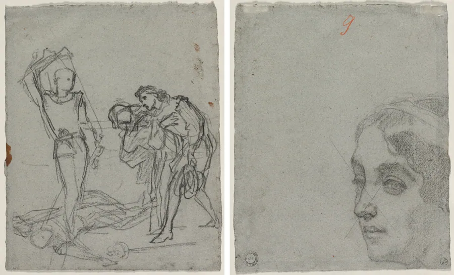 Duel after the Masked Ball (recto); Head of a Woman (verso) by Thomas Couture