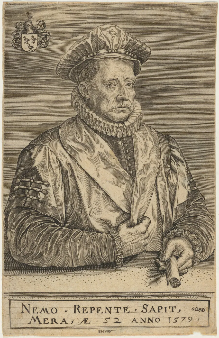 Man Holding Scroll by Hieronymus Wierix