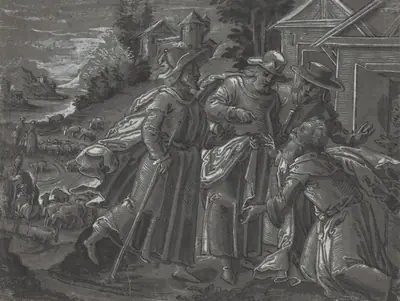 Abraham Entertaining the Angels [verso]