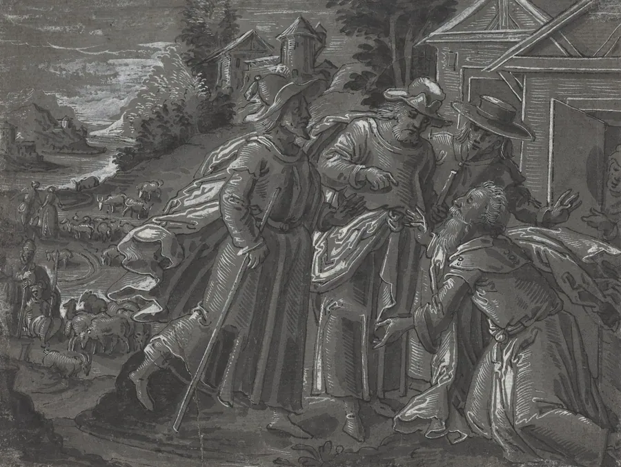 Abraham Entertaining the Angels [verso] by German 16th Century