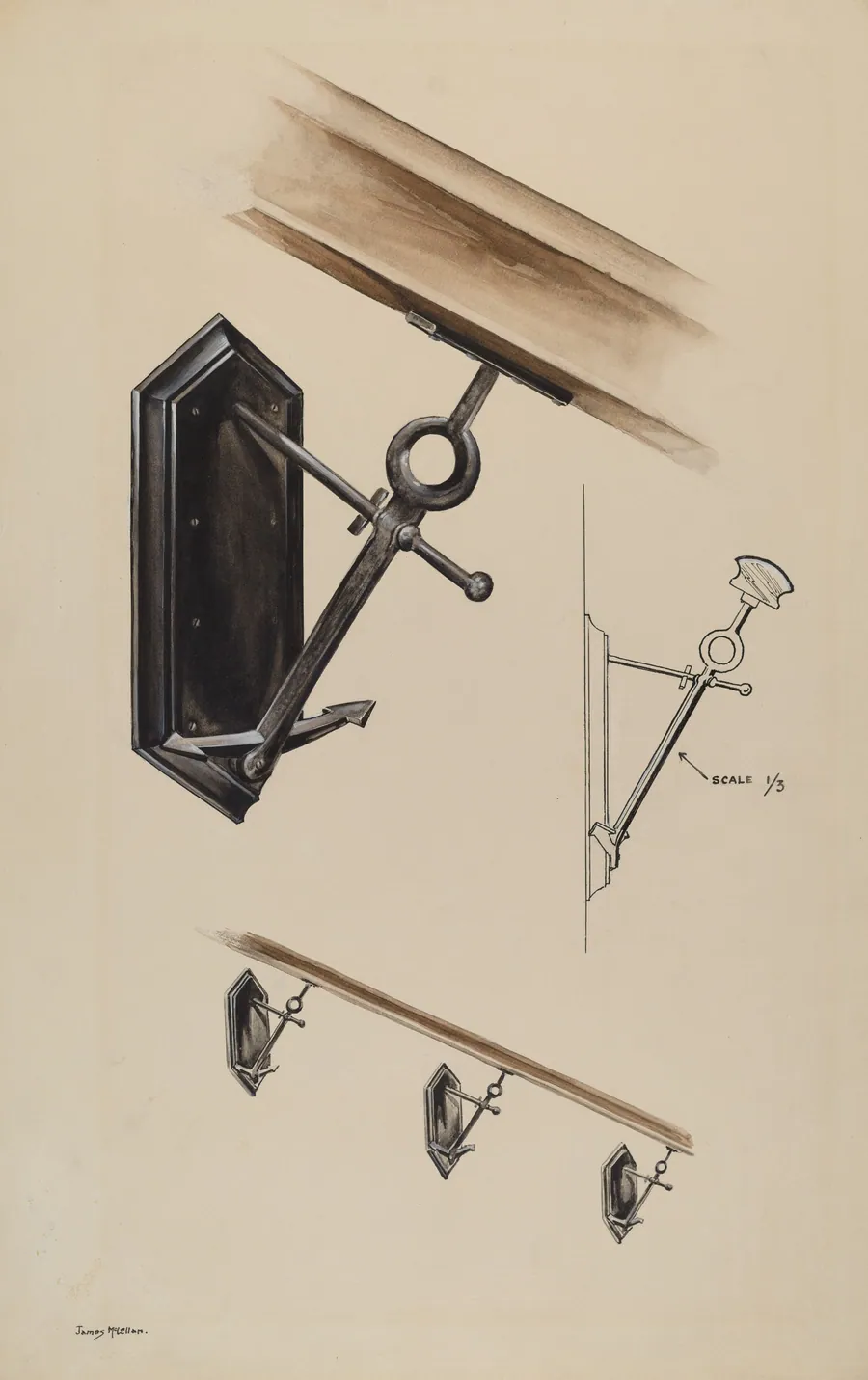 Wrought Iron Banister Bracket by James McLellan