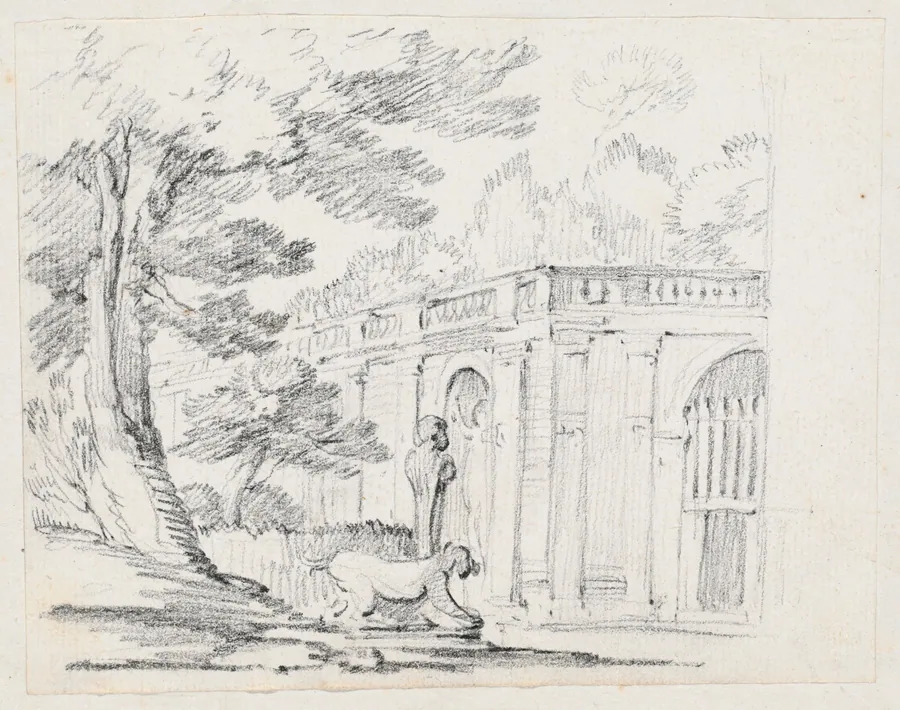 Loggia and Statuary in an Italian Garden by Joseph-Marie Vien