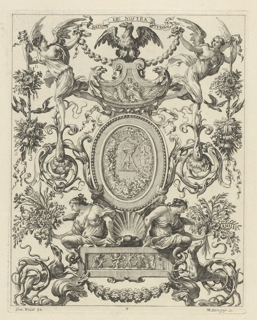 Ornamental Panel Surmounted by an Eagle and the Motto NATOS ET NOSTRA TUEMUR by Michel Dorigny