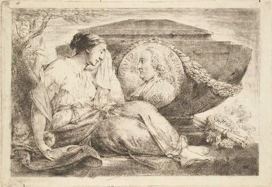 Love Mourns at the Tomb of Preacher Bruhn (Am Grabmal des predigers Bruhn trauert die eheliche Liebe) by Bernhard Rode