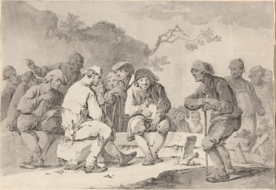 Self-Portrait with Country Folk from Appenzell by Tiberius Dominikus Wocher