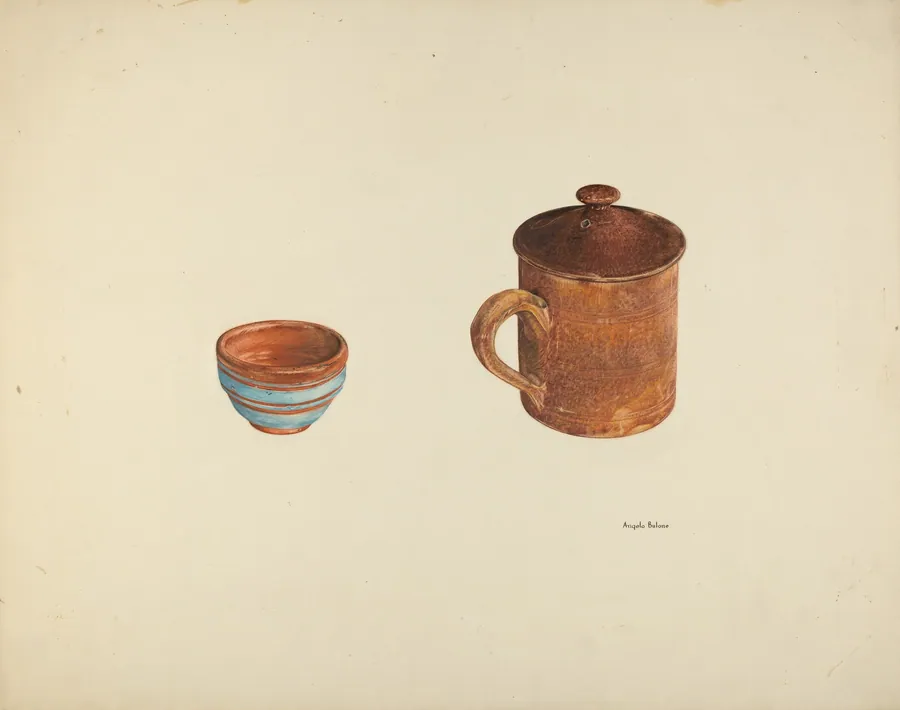 Zoar Dish and Coffee and Cider Cup w/ Lid by Angelo Bulone