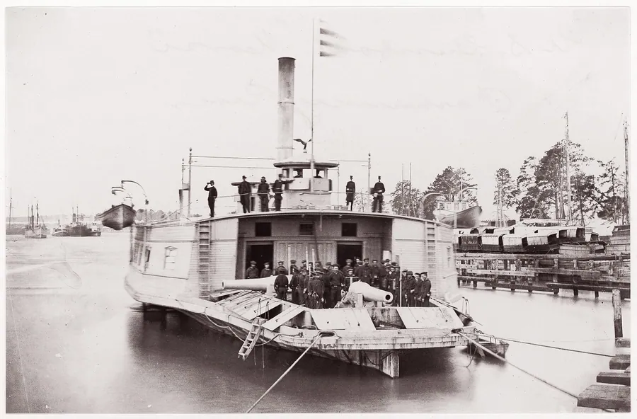 U.S. Gunboat "Commodore Perry" on Pamunkey River by Timothy H. O'Sullivan