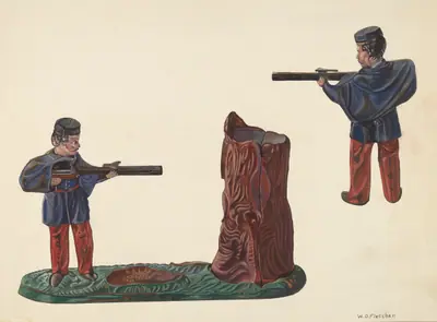 Civil War Soldier & Tree Trunk Bank